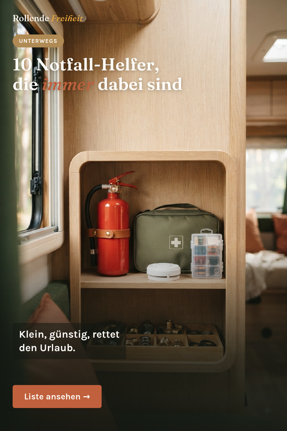 Notfall-Ausrüstung im Wohnwagen-Staufach