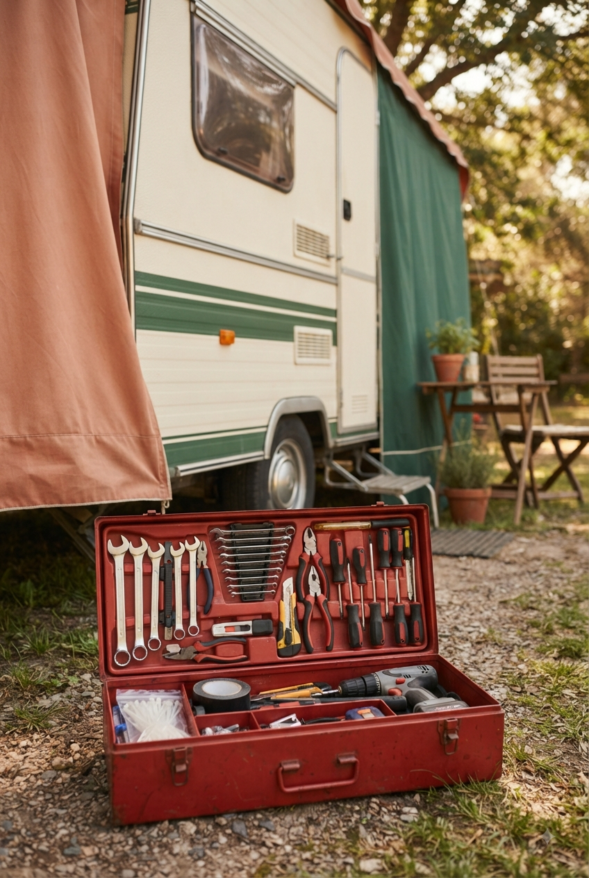 Werkzeugkasten mit Camping-Werkzeug